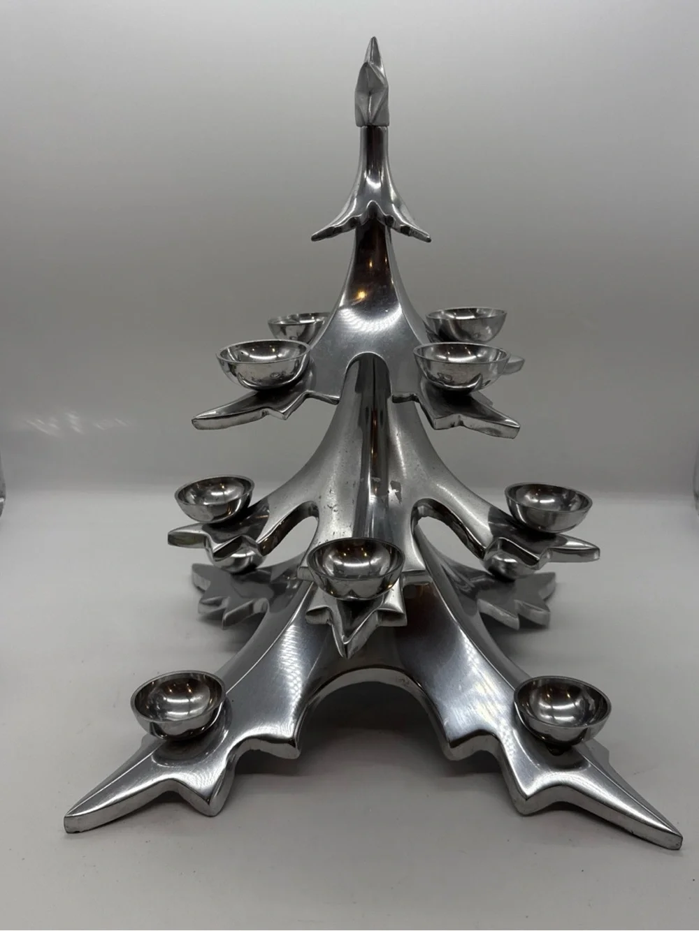 Vintage Pottery Barn Silver Metal Christmas Tree Votive Ball Candle Holder